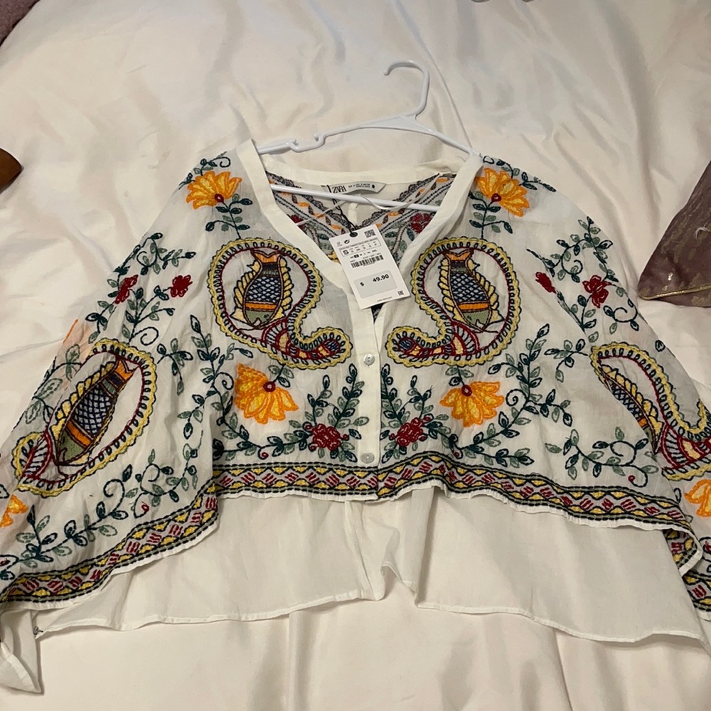 Zara print poncho
